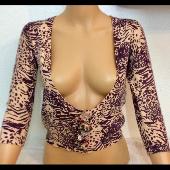 Delia's Cropped Animal Print Sweater Size XS - Picture 3 of 7